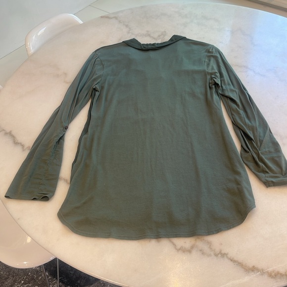 NWT SPLENDID KHAKI MODAL AND COTTON BLEND COLLARED L/S SHIRT. L - Picture 8 of 9